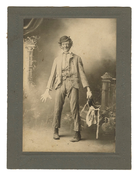  [CLOWNS]. Cabinet Card Clown Portrait. Circa 1900s. Cabinet...