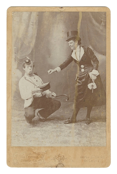  [CLOWNS]. Cabinet Card of Clown-Comedian Duo. St. Louis: Th...