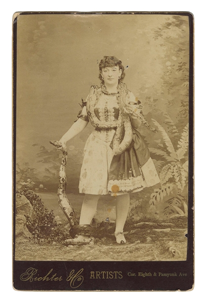  [SNAKE CHARMER]. Cabinet Photo of a Snake Charmer. Philadel...