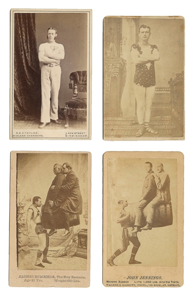  [STRONGMEN]. Four CDVs of Strongmen. American, ca. 1900s. F...