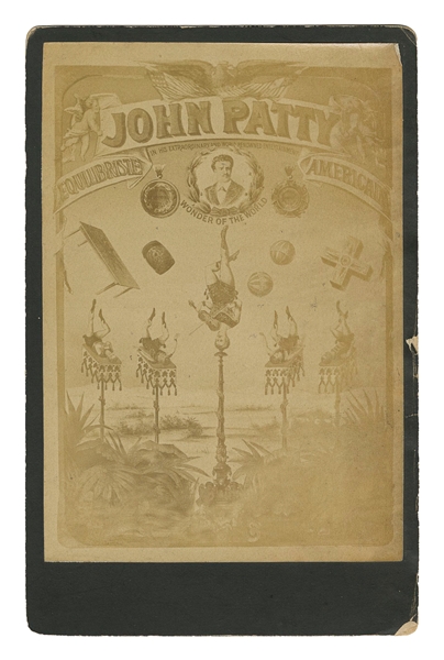  PATTY, John. Double-Sided Cabinet Card of Foot Juggler John...