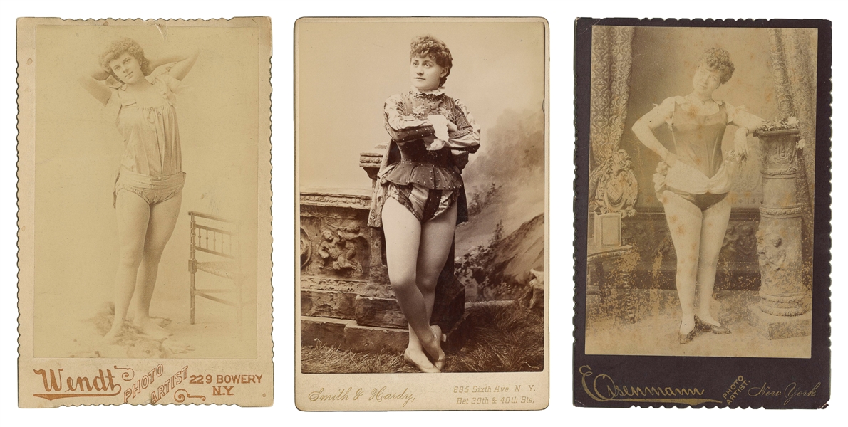  [ACROBATS]. Three Cabinet Cards of Female Acrobats. New Yor...