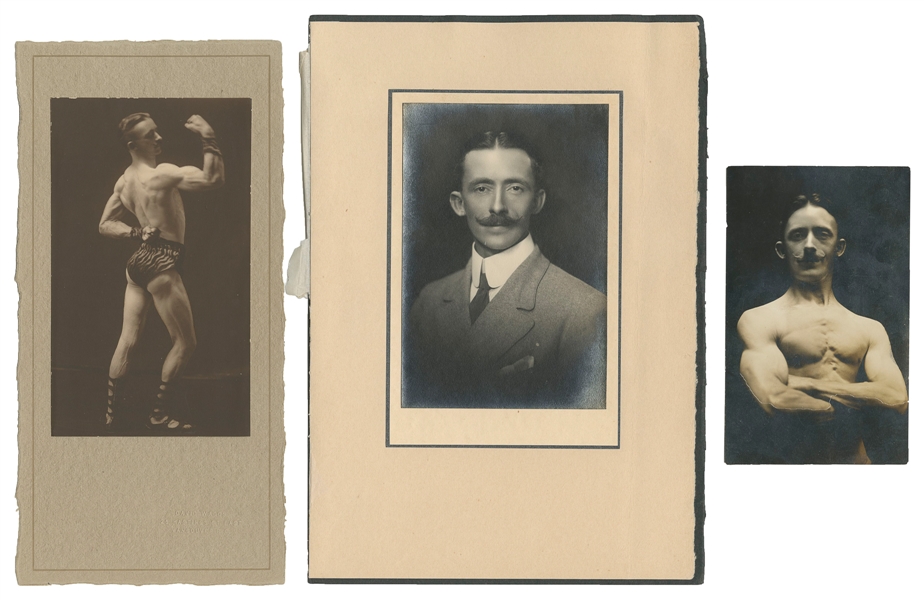  [BODYBUILDER]. Group of 3 photographs of a bodybuilder. Ear...