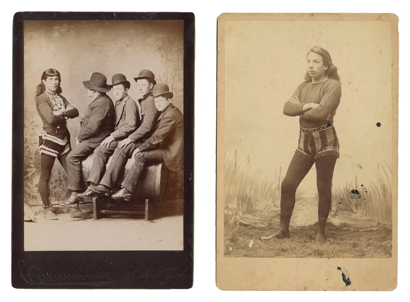  [STRONGMEN]. Two Cabinet Cards of Strongmen / Performers. E...