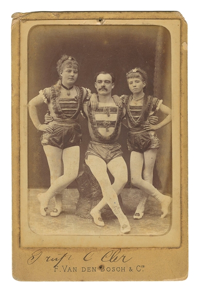  [ACROBATS]. Cabinet Card of Troupe C. Cler. Bordeaux: F. Va...