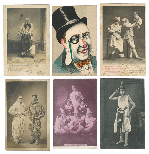  [POSTCARDS]. Group of Six Clown Postcards. American and Eur...