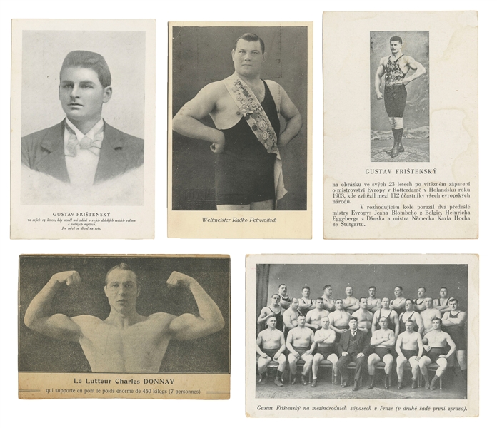  [STRONGMEN]. Group of Strongmen and Weightlifter Ephemera. ...