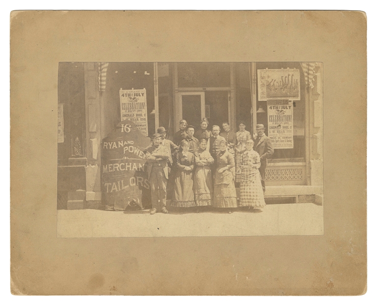  Photograph of a storefront with Barnum & Bailey circus post...