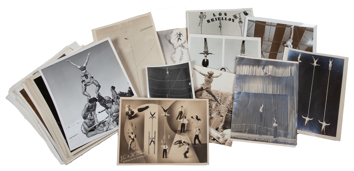  [CIRCUS]. Group of over 30 photographs of pole balancers an...