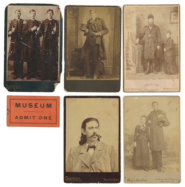  [GIANTS]. Five Cabinet Card Images of Sideshow Giants. Amer...