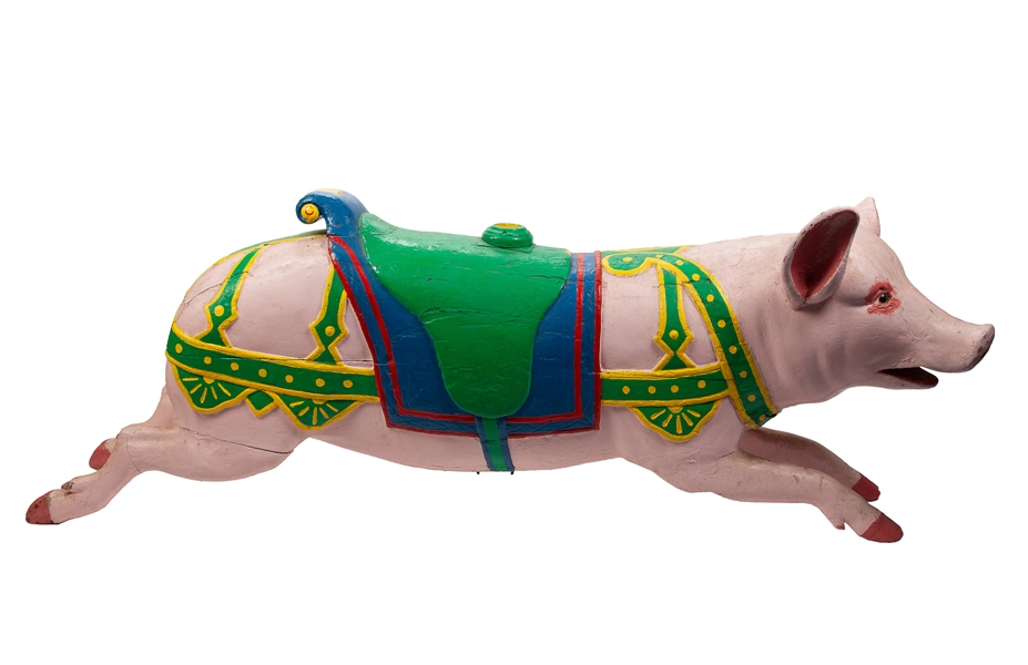  Carousel Pig. [European: 20th century]. Carved carousel pig...