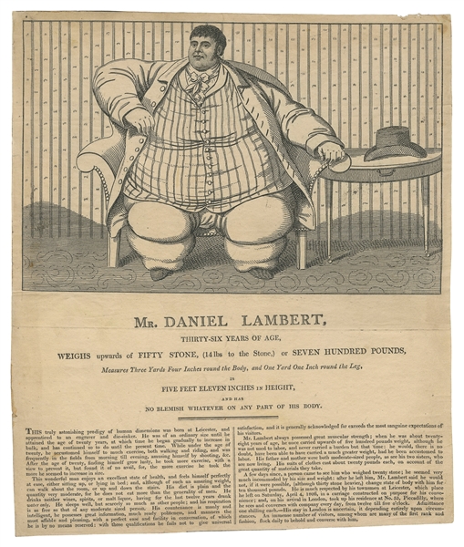  LAMBERT, Daniel (1770 – 1809). Mr. Daniel Lambert, Thirty-S...