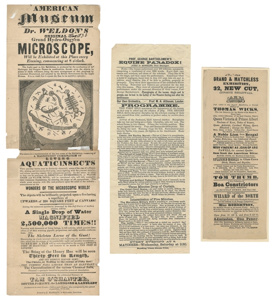  [EXHIBITIONS & AMUSEMENTS]. Group of 3 handbills. Including...