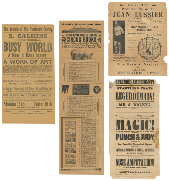  [CIRCUS & ENTERTAINMENTS]. Group of 4 broadsides. Including...