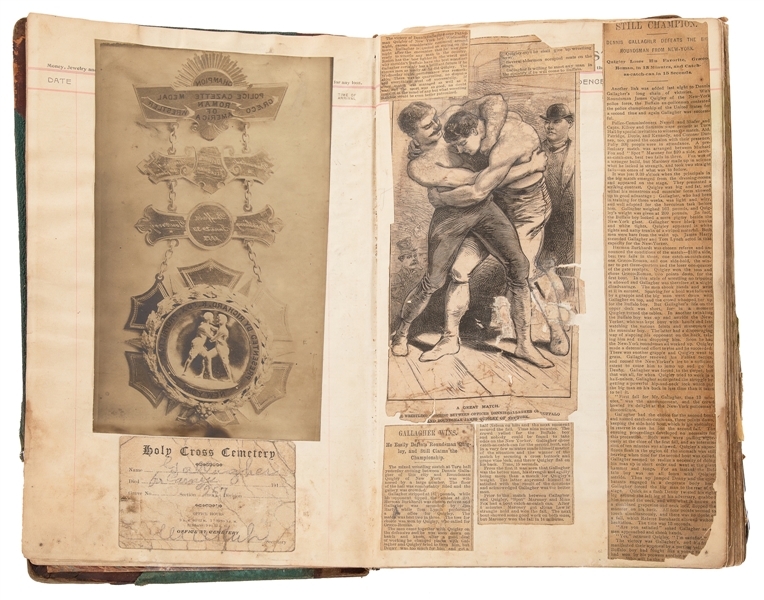  [WRESTLING]. GALLAGHER, Dennis (1864 – 1951?). Scrapbook of...