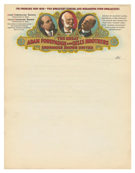  [CIRCUS LETTERHEAD]. Group of over 30 different pieces of A...