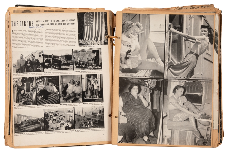  Russell Bros. Circus 1943 war bond show scrapbook. V.p., 19...