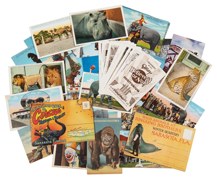  [CIRCUS—POSTCARDS]. Lot of circus postcards and postcard se...