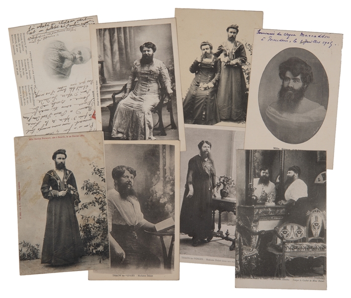  [POSTCARDS]. Eight Postcards of Bearded Women. France, 1900...