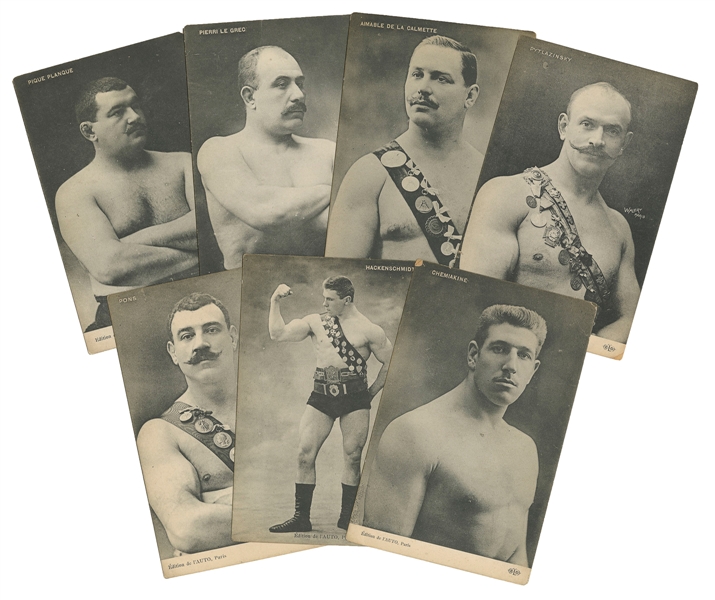  [POSTCARDS]. Six Postcards of Strongmen. Paris, 1900s. Six ...