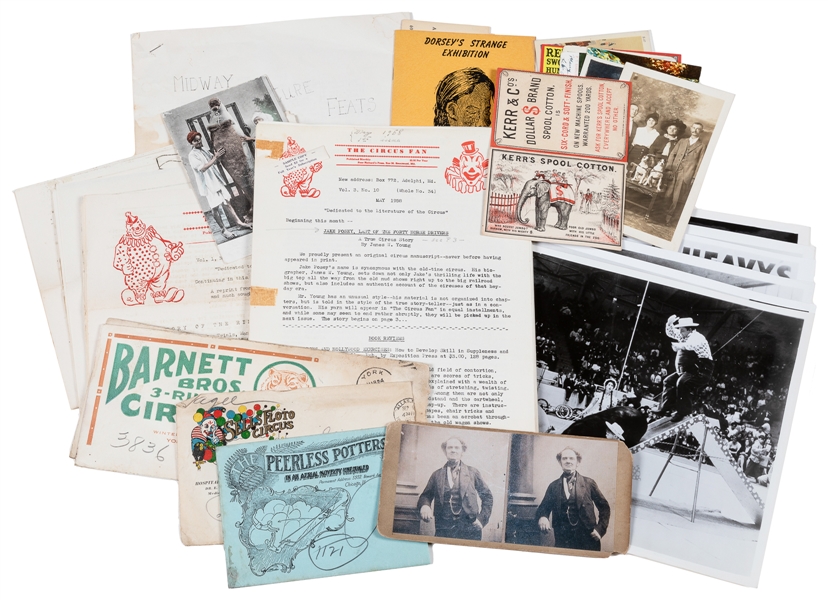  Collection of Postcards, Letterheads, and Circus Memorabili...