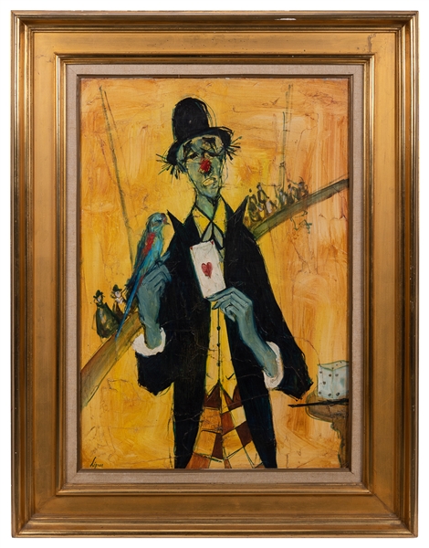  LIGNON, Bernard (1928 – 2017). Clown. Oil on canvas, framed...