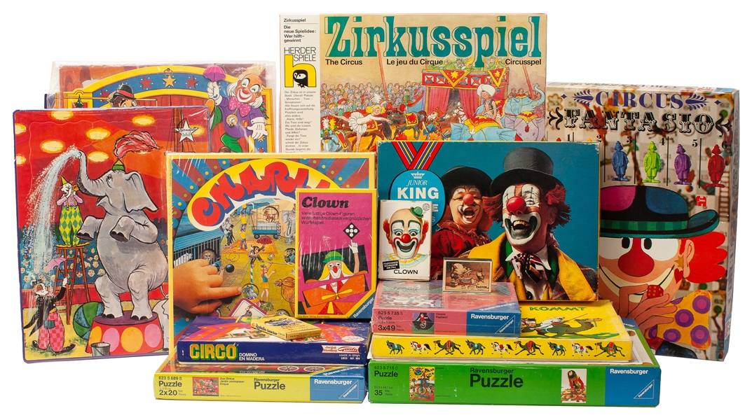  Group of circus-related puzzles and games, in original pack...