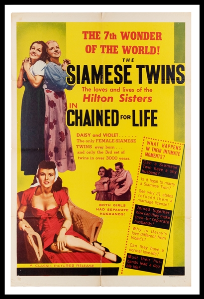  Chained for Life. 1951. Two movie posters for the exploitat...