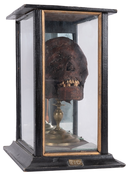  Mummified Head of the Bandit “Tic” in Case. 20th century. R...