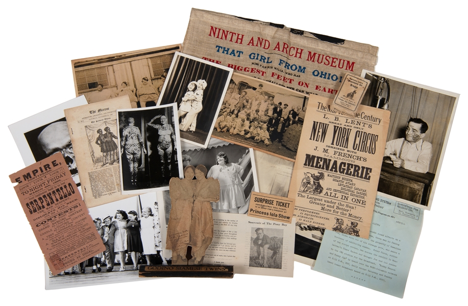  Group of Sideshow Photographs and Ephemera. 20th century. L...