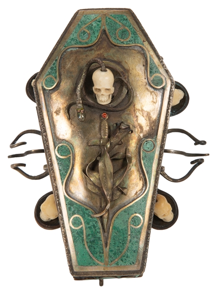  Memento Mori Casket Inkwell Holder. Early 20th century. Bra...