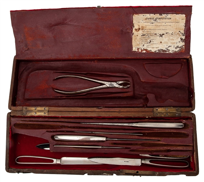  French surgical amputation field kit. 19th century. Wooden ...