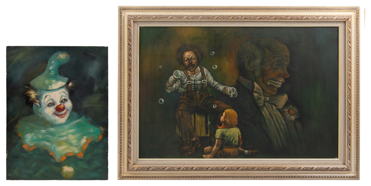  Two Clown Paintings. Including: BLACKETER, Francis LeRoy (1...