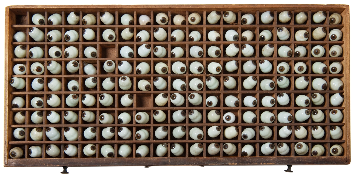  Prosthetic Glass Eye Collection. 20th century. A group of a...