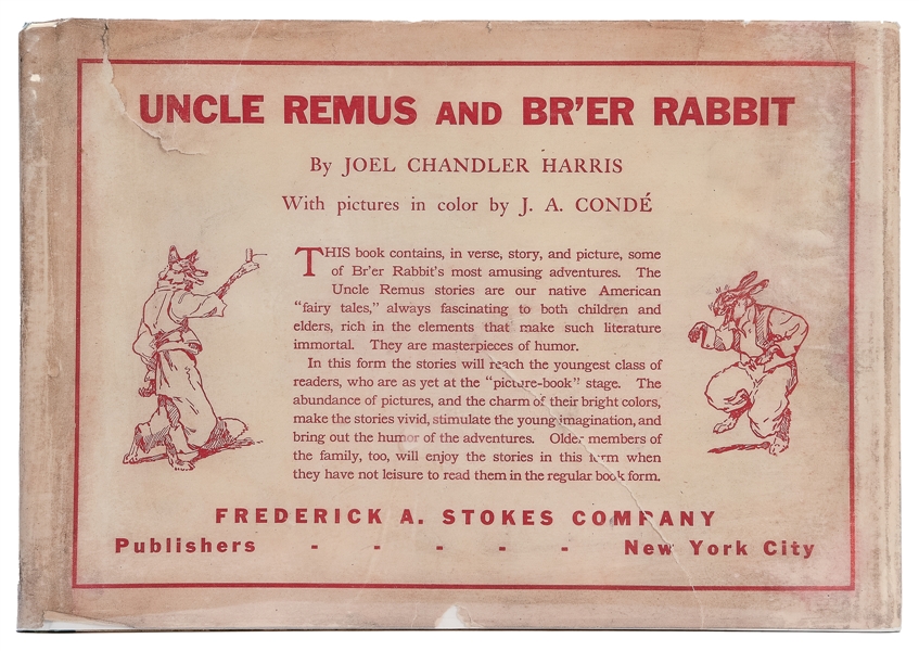  HARRIS, Joel Chandler (1848-1908). Uncle Remus and Brer Rab...