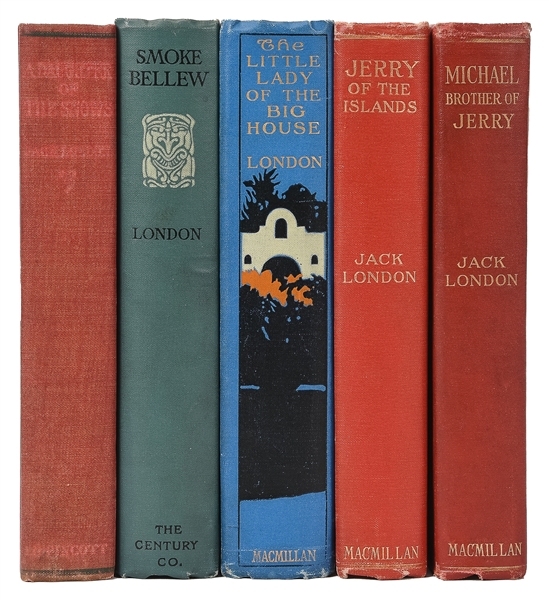  LONDON, Jack (1876-1916). A group of 5 first editions, incl...