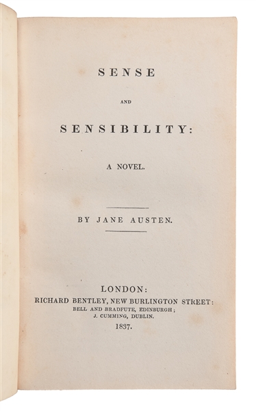  AUSTEN, Jane (1775-1817). Sense and Sensibility: A Novel. L...