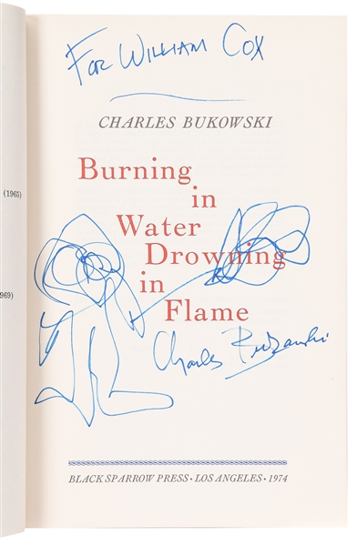  BUKOWSKI, Charles (1920-1994). Burning in Water Drowning in...