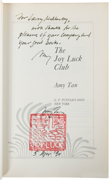  [McMURTRY, Larry (1936-2021), his copy]. TAN, Amy. The Joy ...