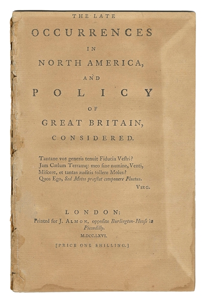  [AMERICAN COLONIES]. The Late Occurrences in North America,...