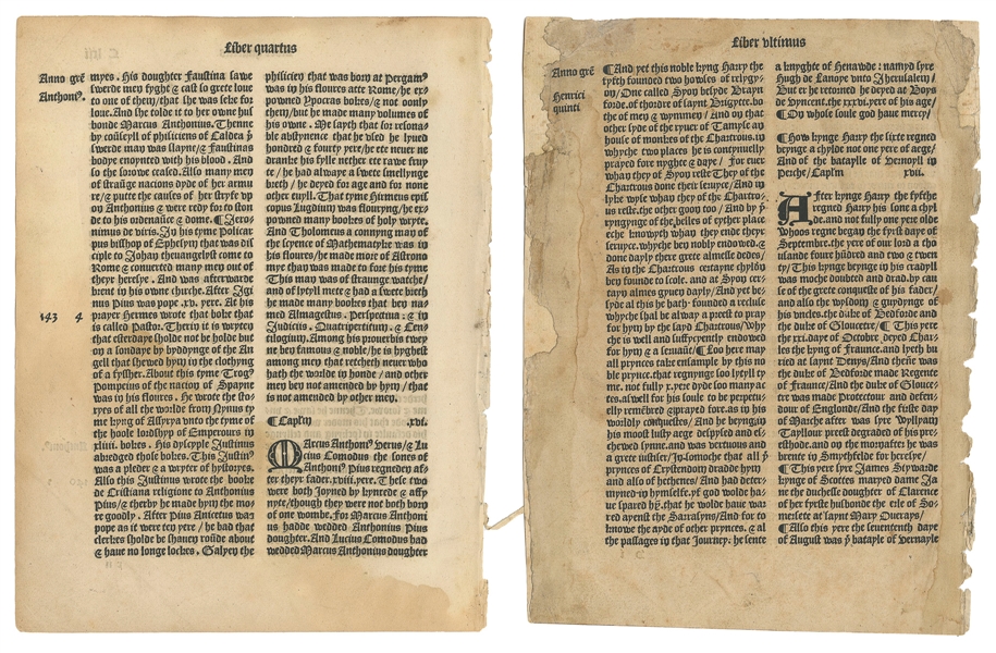  [INCUNABULA]. HIGDEN, Ranulf (c. 1280-1364). A pair of leav...