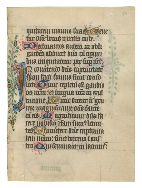  [MANUSCRIPT LEAF -- BIBLE]. One leaf on vellum, in Latin. F...