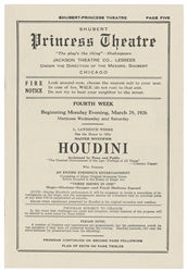  HOUDINI, Harry (Erik Weisz, 1874 – 1926). Houdini Theatrica...