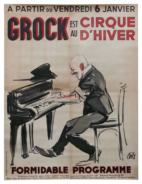  BILS, Claude (1884-1968). Grock / Cirque D’Hiver. Paris: Im...