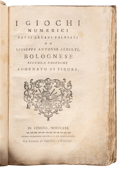  ALBERTI, Giuseppi Francesco Antonio. I Giochi Numerici Fatt...