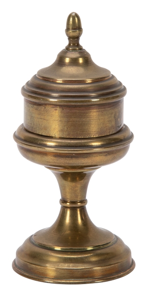  Snuff Vase. French, ca. 1900. Spun brass vase transforms on...