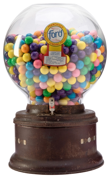  Ford Vending Machine Corp. 1 Cent Gumball Vendor with Origi...