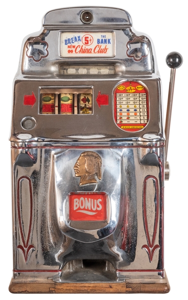  O.D. Jennings 5 Cent New China Club Chief Slot Machine. Chi...