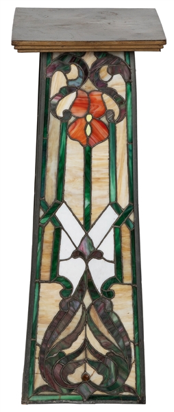  Tiffany-Style Lighted Stained Glass Pedestal / Stand. With ...