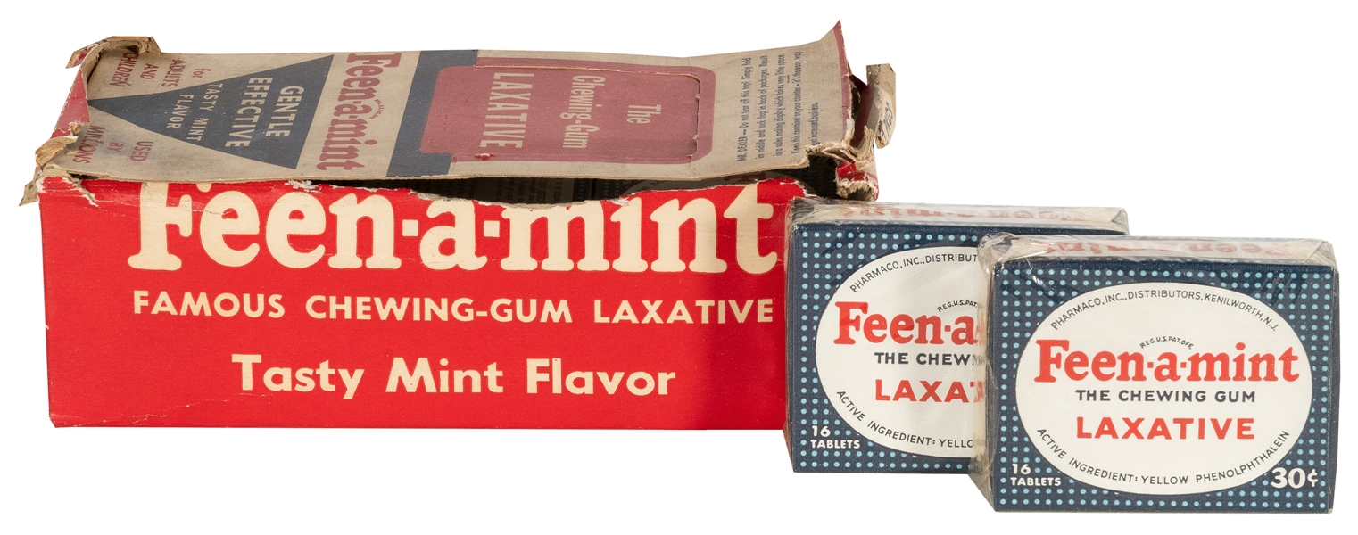  Feen-A-Mint Chewing Gum Laxative in Original Box. Kenilwort...